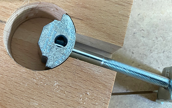 Zipbolt Countertop Connector in Wood Hole