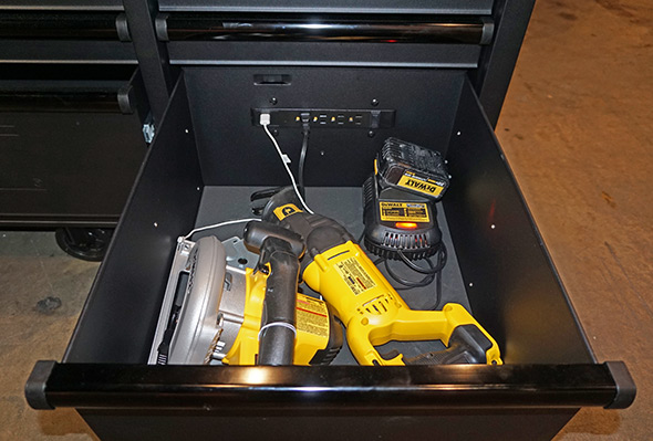 Dewalt rolling workbench with charging drawer