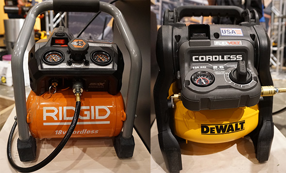 Ridgid and Dewalt cordless compressors