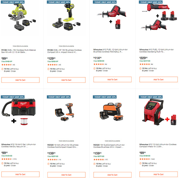 YearEnd Home Depot Cordless Power Tool Special Buys Deals of the Day