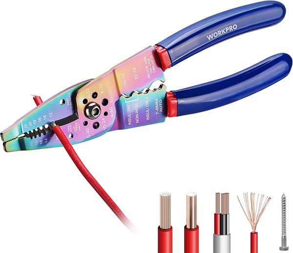 WorkPro Titanium Coated Wire Stripper with Work Materials