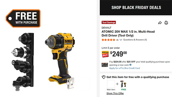 Home Depot Atomic Multi-Head Drill Deal Screen Capture