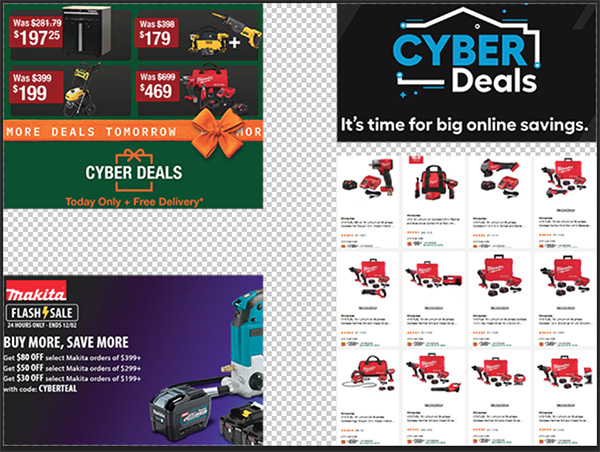 Cyber Week Deals of the Day Montage with Transparent Background